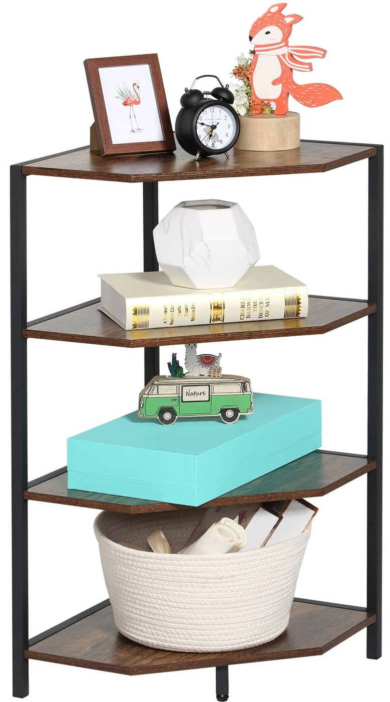 VECELO 31" Tall Corner Shelf/4-Tier Display Shelves with Metal Frame for Bedroom,Living Room,Home Office
