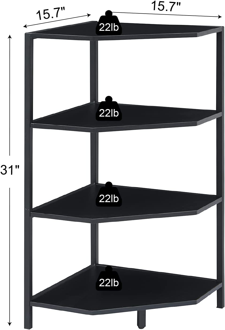 31" Corner Shelf 4-Tier Display Shelves