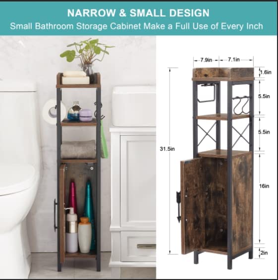 Narrow Bathroom Organizer, Corner Cabinet,Small Bathroom Storage