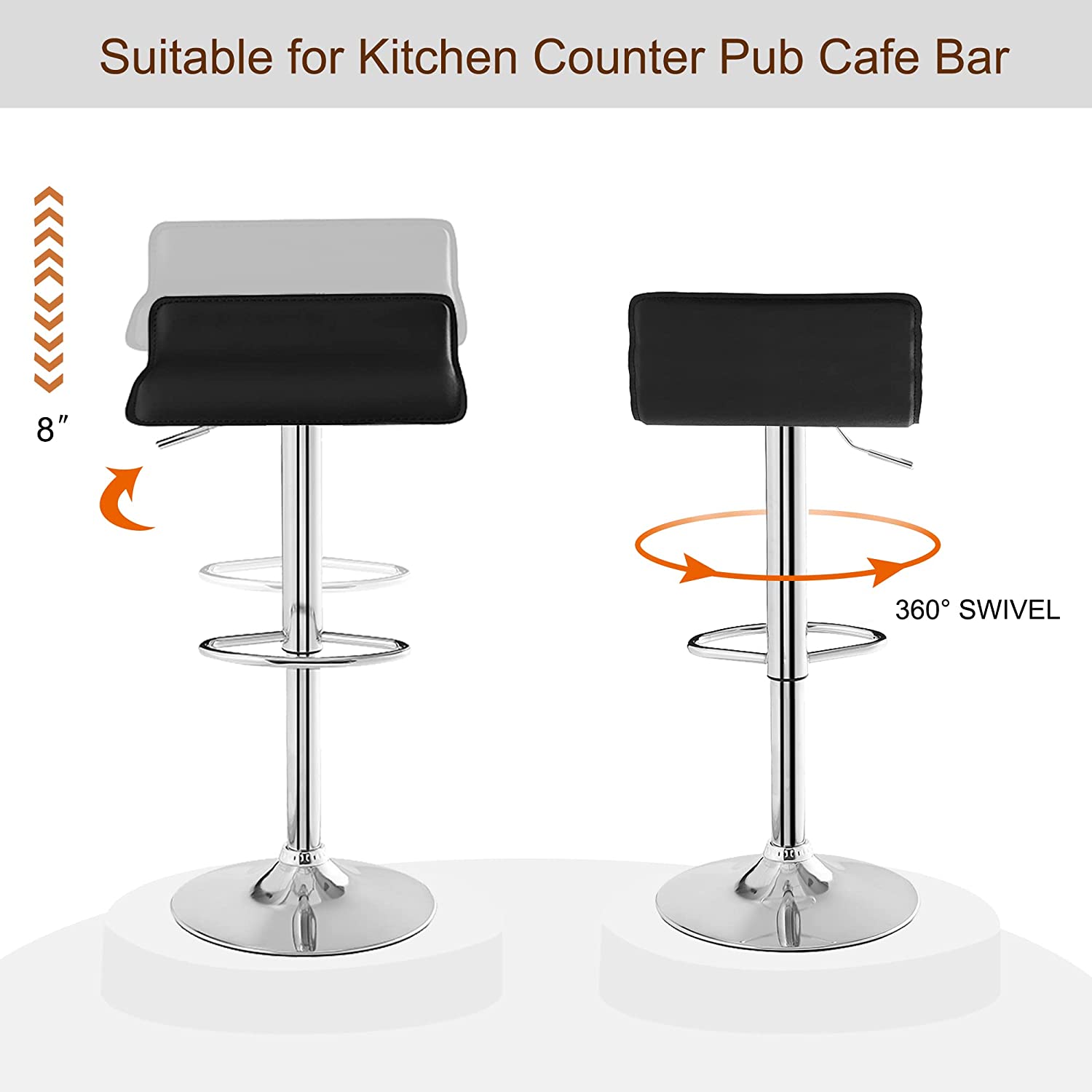 VECELO Counter Height Bar Stools Set of 2, Adjustable Barstools