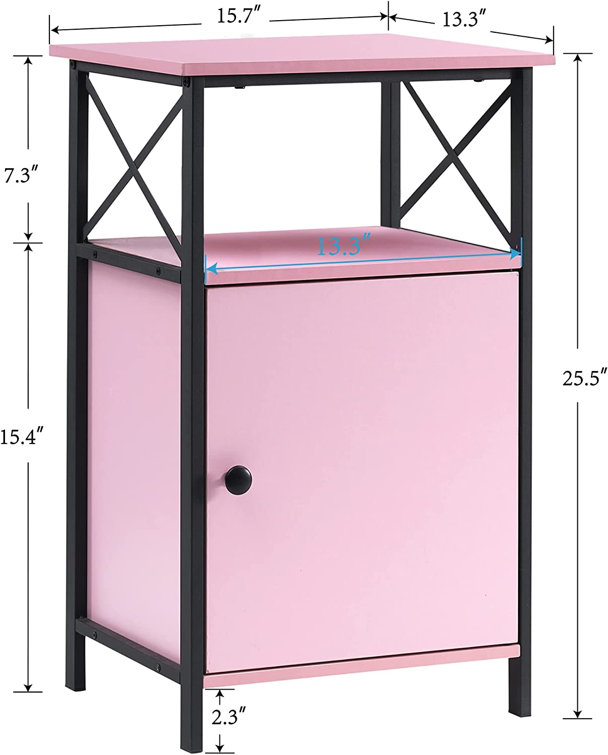 VECELO End Tables,Large Capacity Nightstand with Cabinet for Bedroom, Living Room
