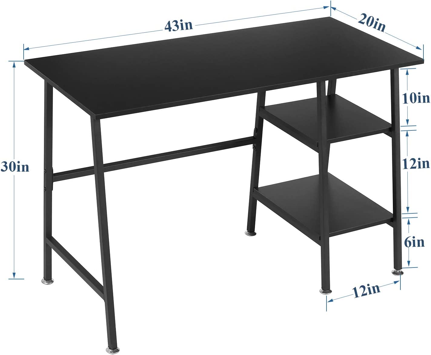 Computer Storage Workstation Study Desk Writing Table with 2 Tier Shelves  for Office and Home