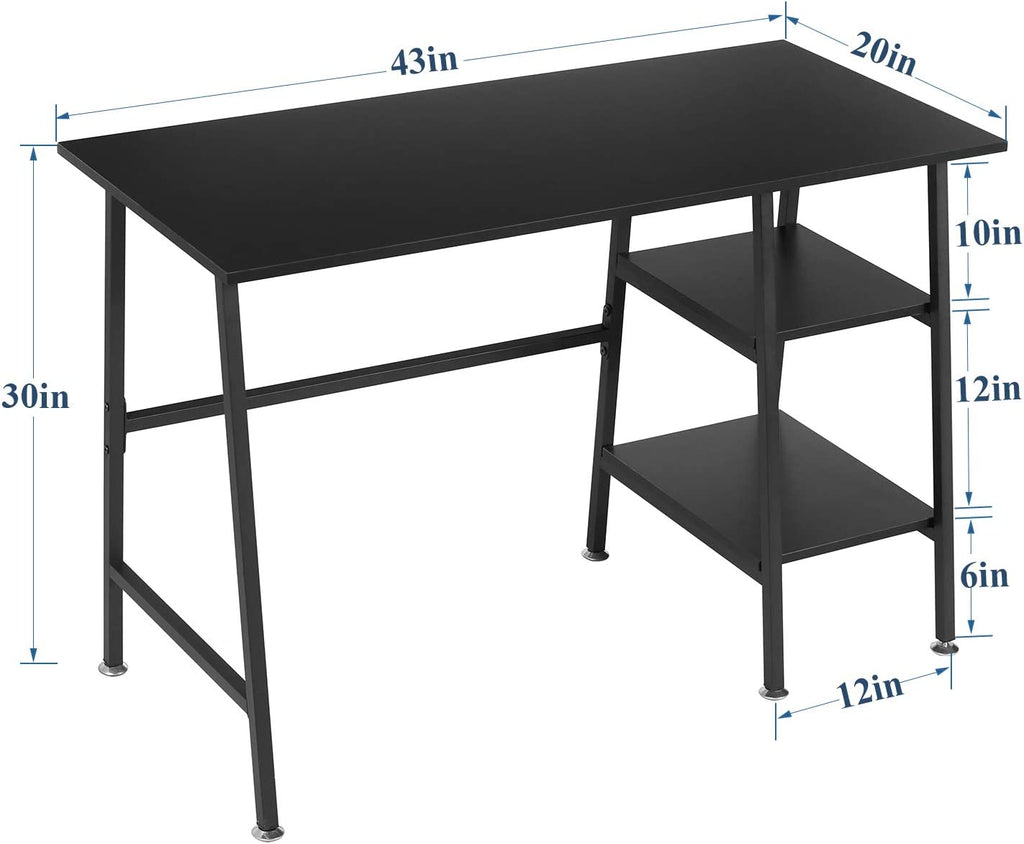 Computer Storage Workstation Study Desk Writing Table with 2 Tier ...