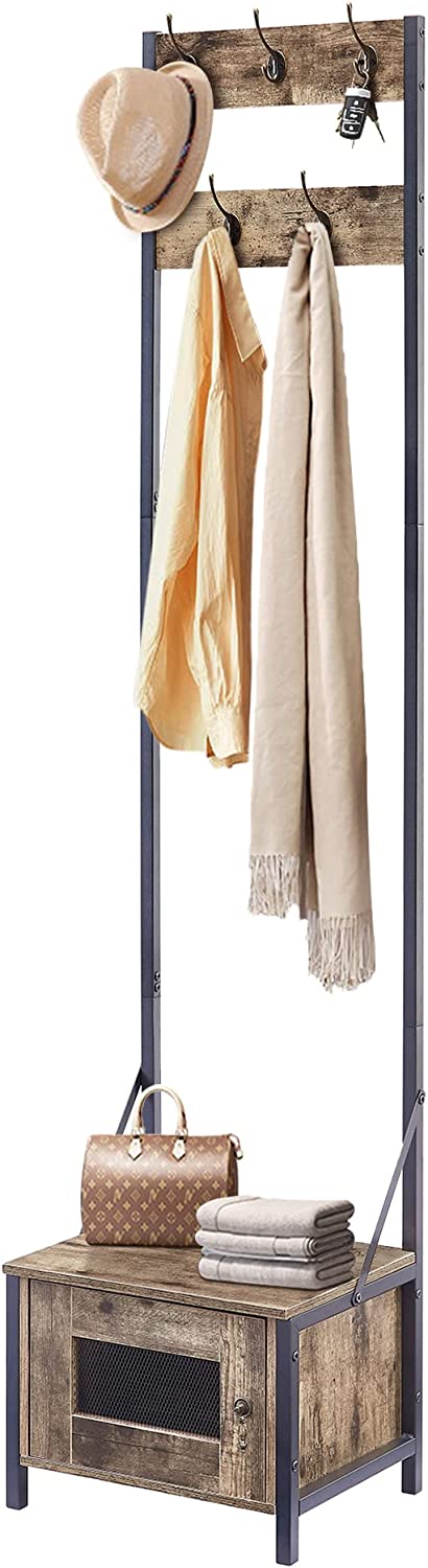 VECELO Tall Clothes Stand Freestanding with Shoe Storage Entryway Coat Rack