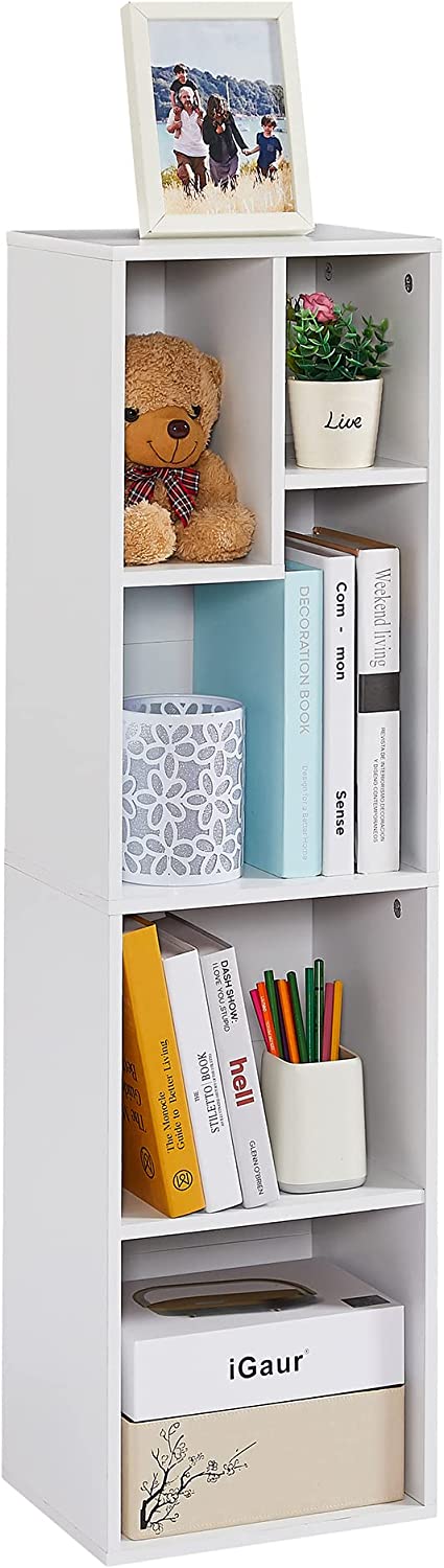 VECELO Modern 3-Tier Small Bookcase, 4 Cube/5 Cube Bookshelf/Storage Organizer