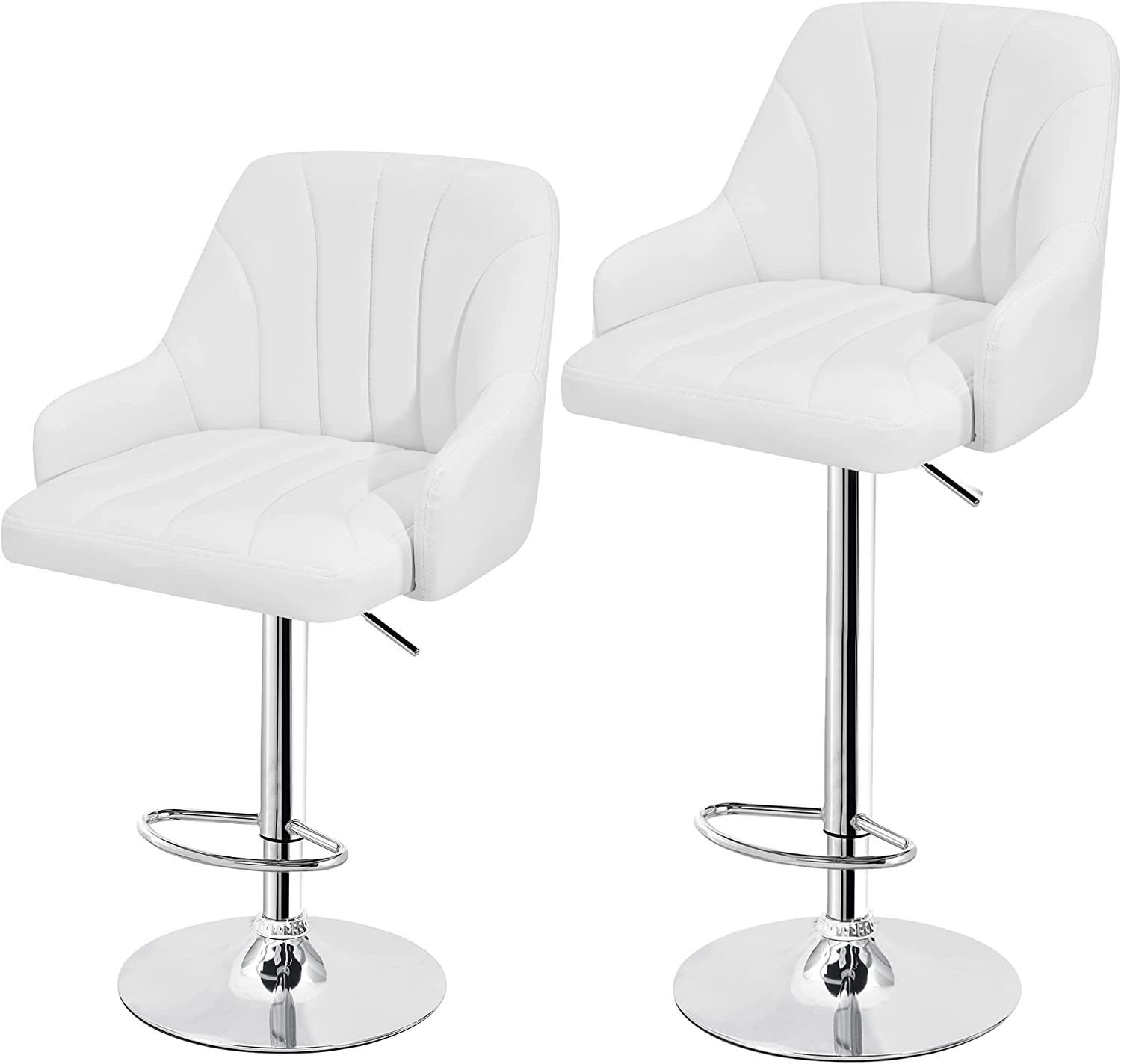 VECELO Adjustable Counter Height  Bar Stools with Back and Arm Stools Set of 2