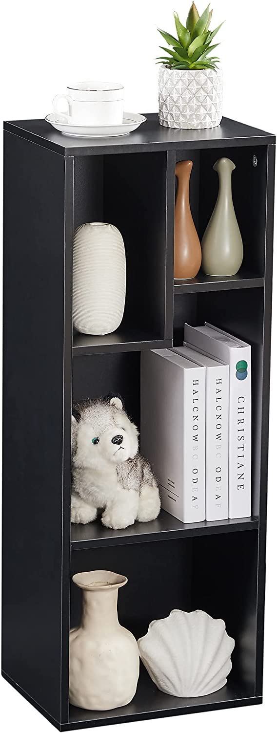 VECELO Modern 3-Tier Small Bookcase, 4 Cube/5 Cube Bookshelf/Storage Organizer for Living Room,Bedroom,Home Office