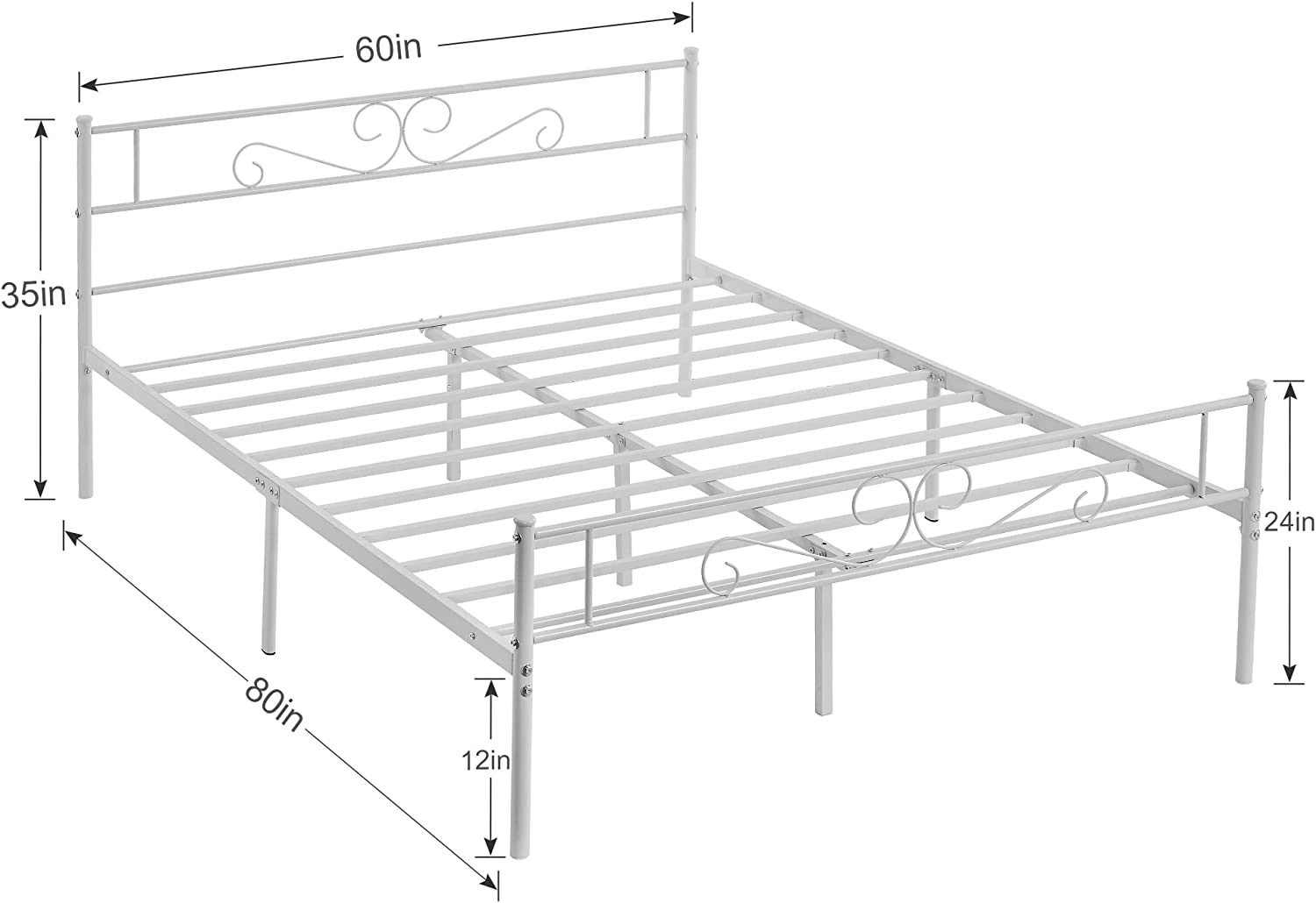 VECELO Metal Platform Bed Frame Mattress Foundation with Headboard & Footboard