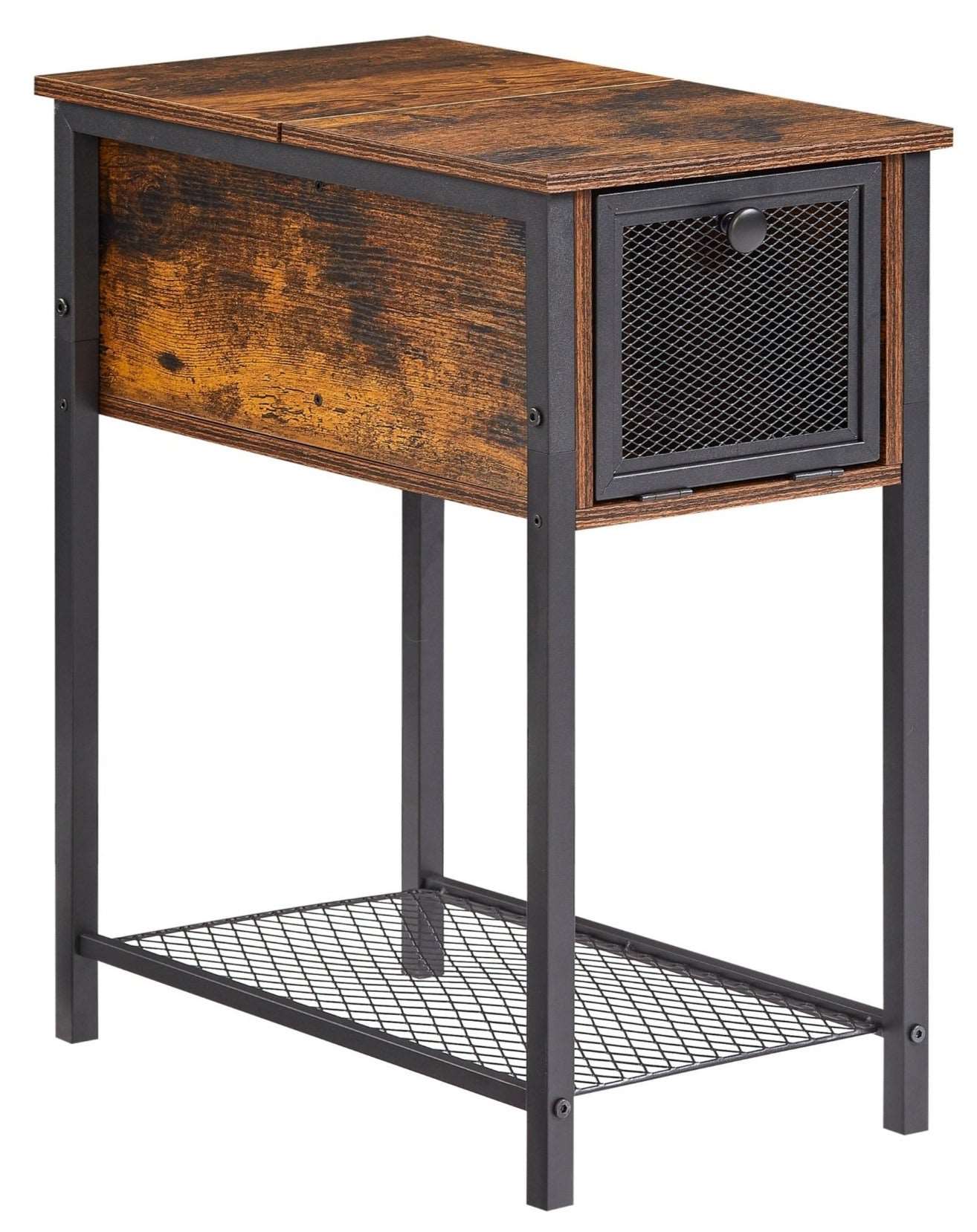 VECELO 24 Tall Flip Top Narrow Side Table with Storage Shelf for Livi