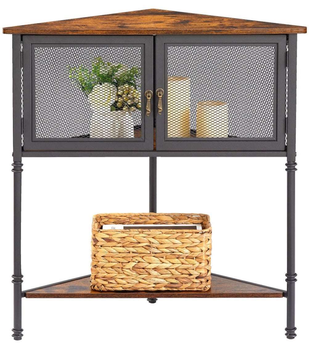 VECELO 3-Tier Corner Shelf/Organizer with Storage Cabinet Multiple Purpose for Living Room,Kitchen