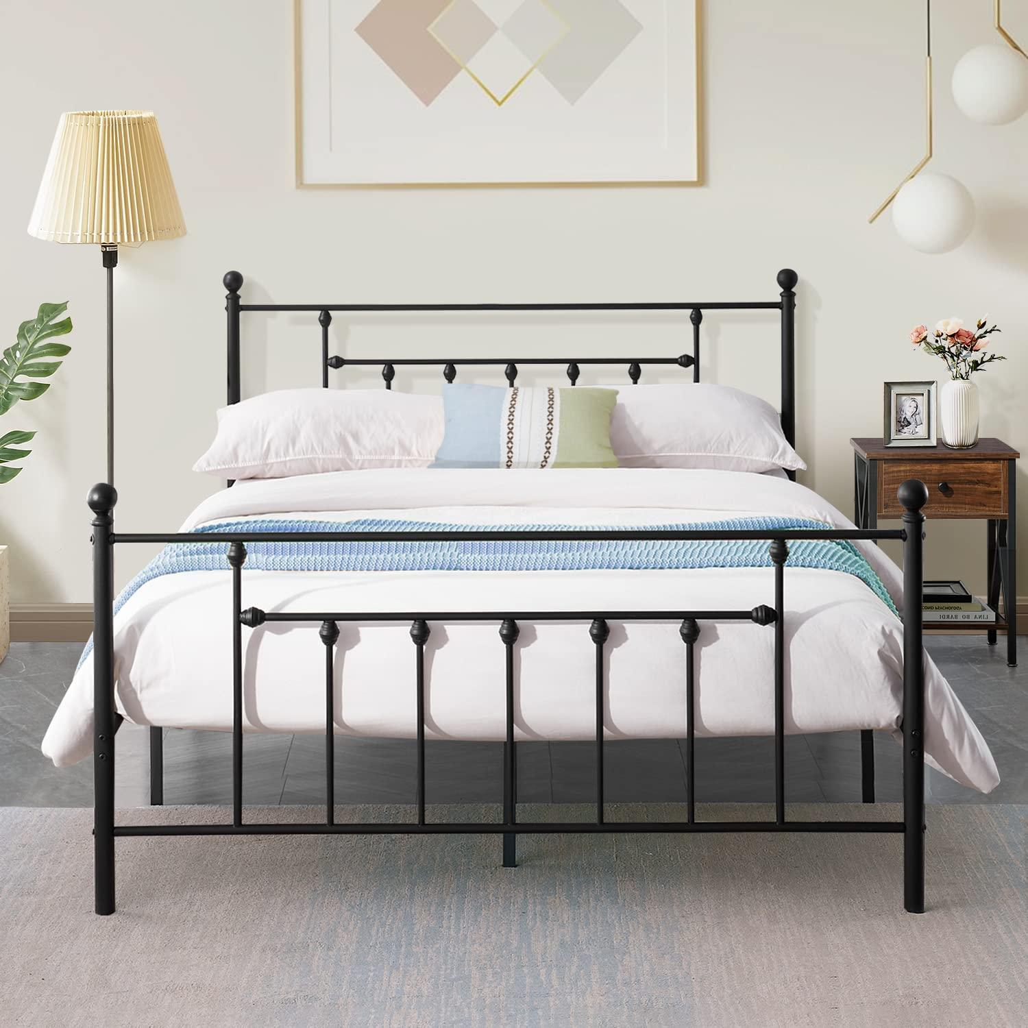 Modern Metal Platform Bed Frame Mattress Foundation with Headboard and Footboard