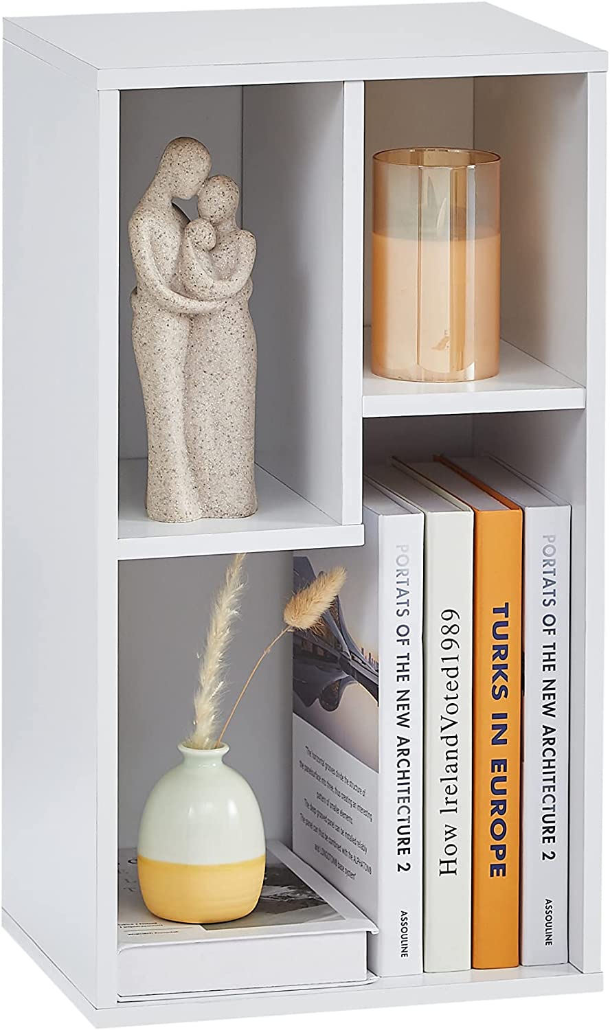 VECELO 3-Cube Open Bookcase, Small Bookshelf with Height Difference Shelves 2-Tier Storage Organizer for Home Office, Living Room