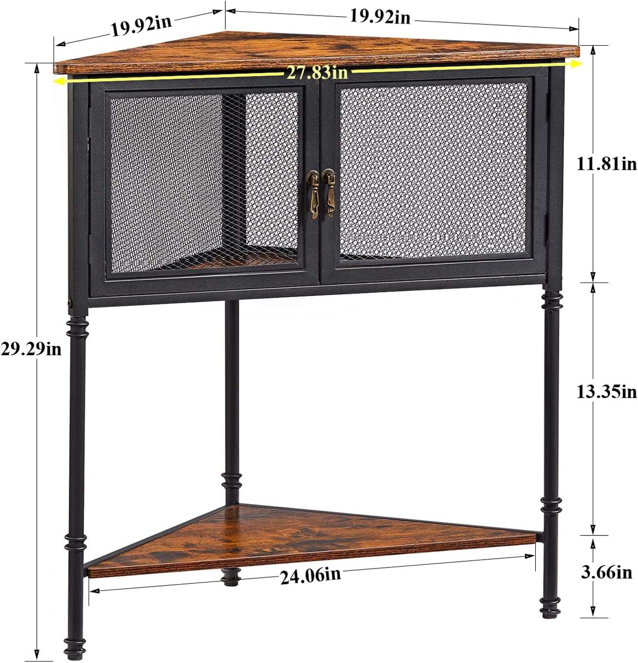 3-Tier Corner Shelf with Storage Cabinet