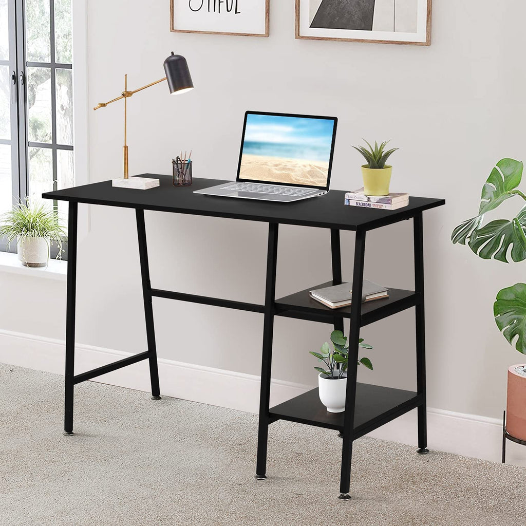 Computer Storage Workstation Study Desk Writing Table with 2 Tier ...