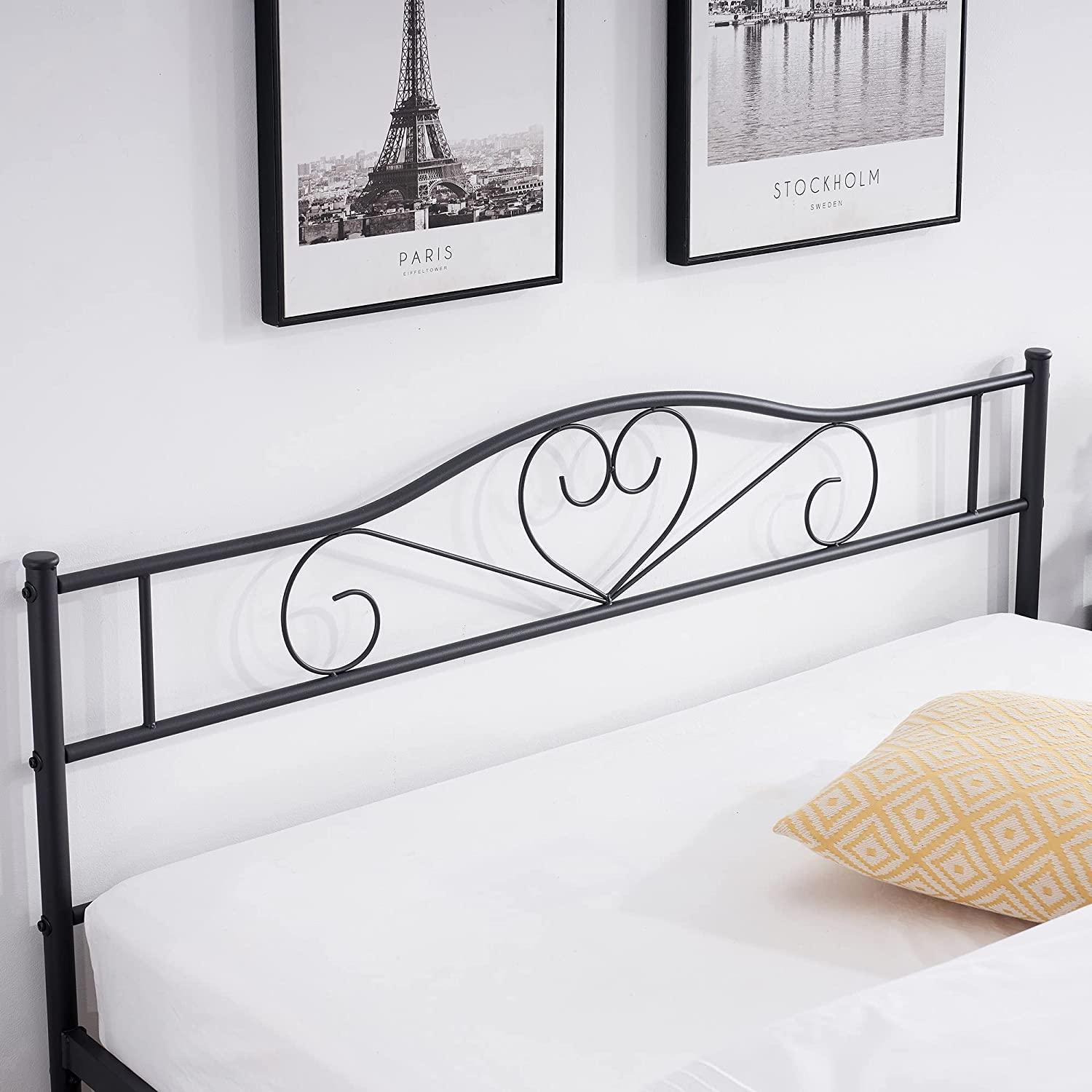 VECELO Metal Platform Bed Frame Mattress Foundation Decorative Headboard & Footboard