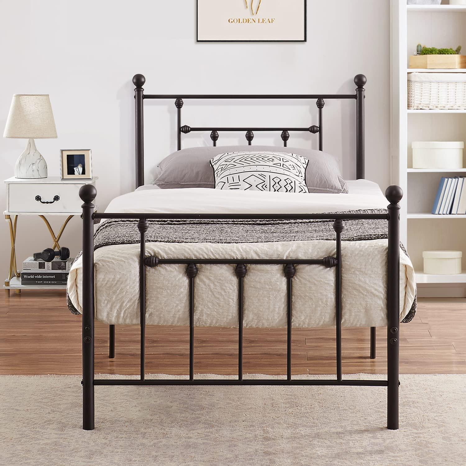 Modern Metal Platform Bed Frame Mattress Foundation with Headboard and Footboard