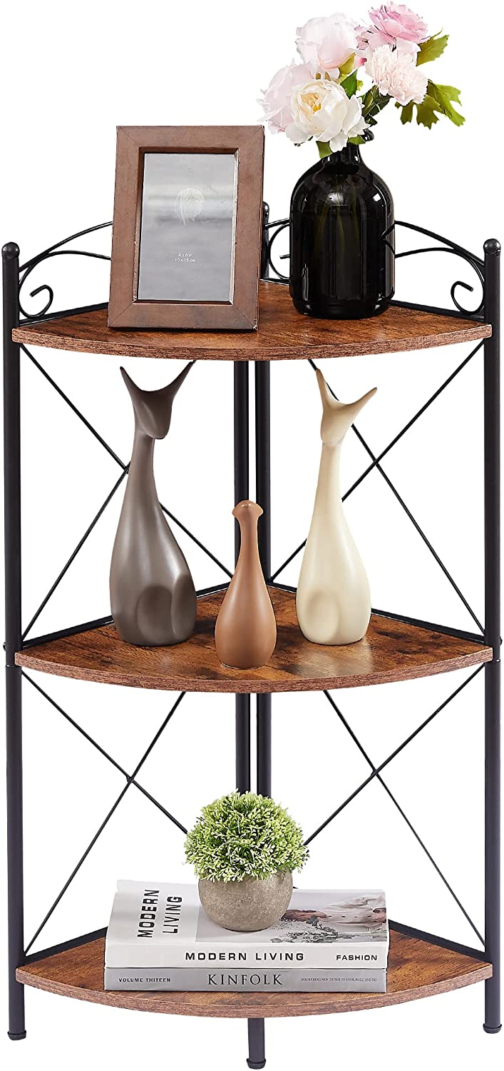 VECELO 3 Ties Corner Display Shelf Free-Standing Organizer - VECELO