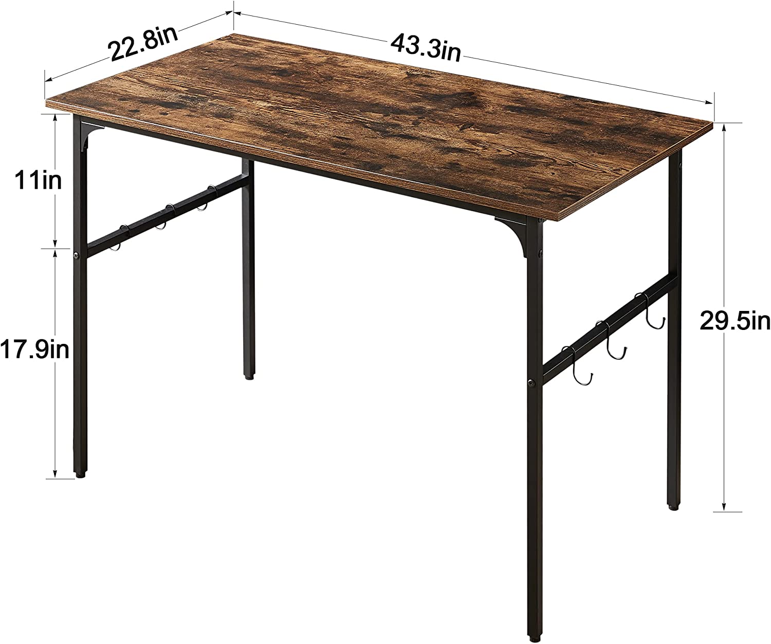 VECELO Industrial Simple Style Wood Table & Metal Frame Home Office Computer Desk