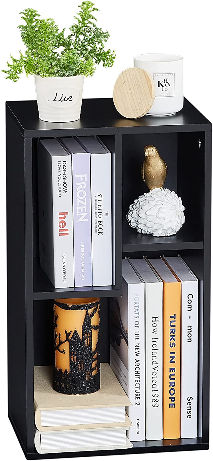 VECELO 3-Cube Open Bookcase, Small Bookshelf 2-Tier Storage Organizer