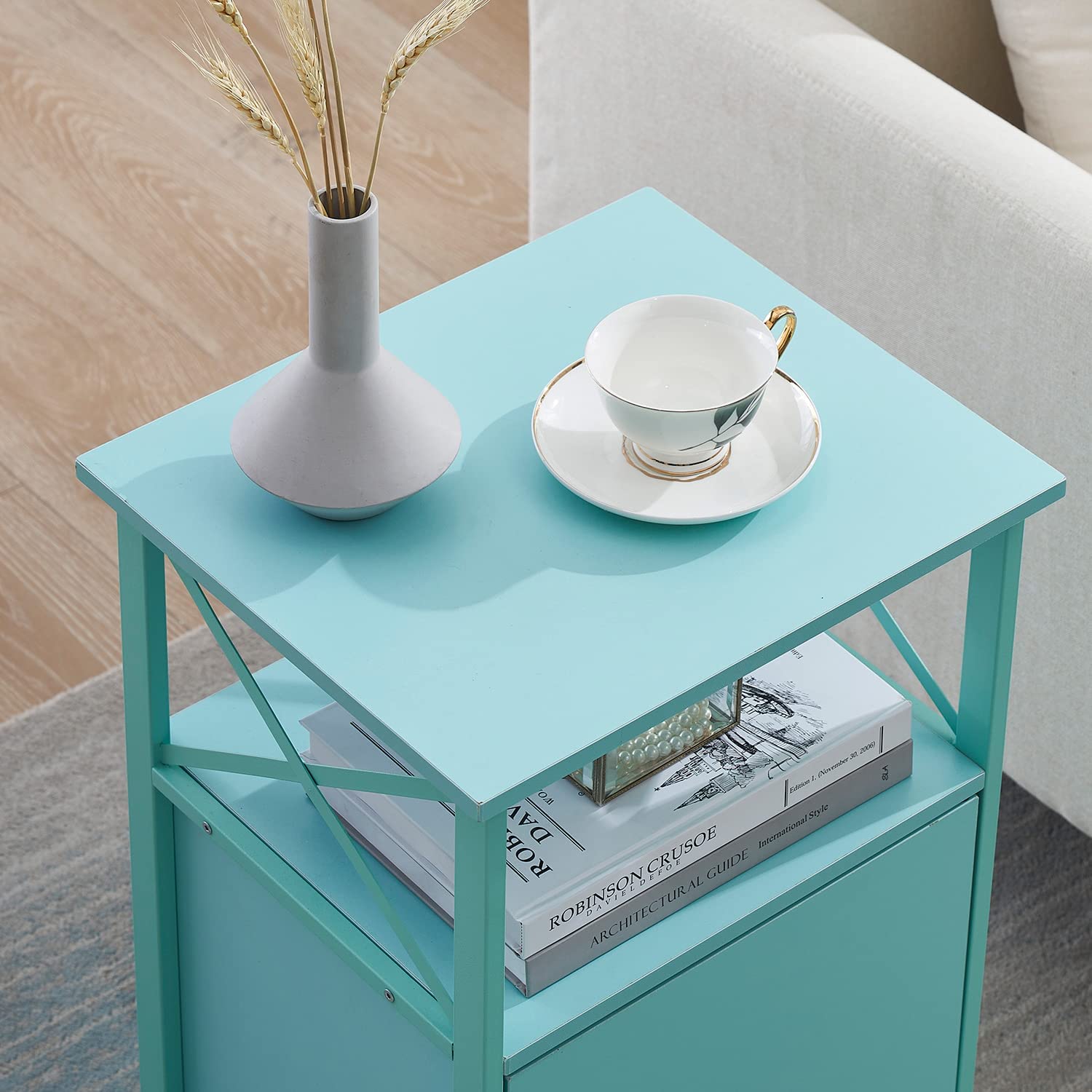 VECELO Tall Side Storage, Large Capacity Bedside Nightstand