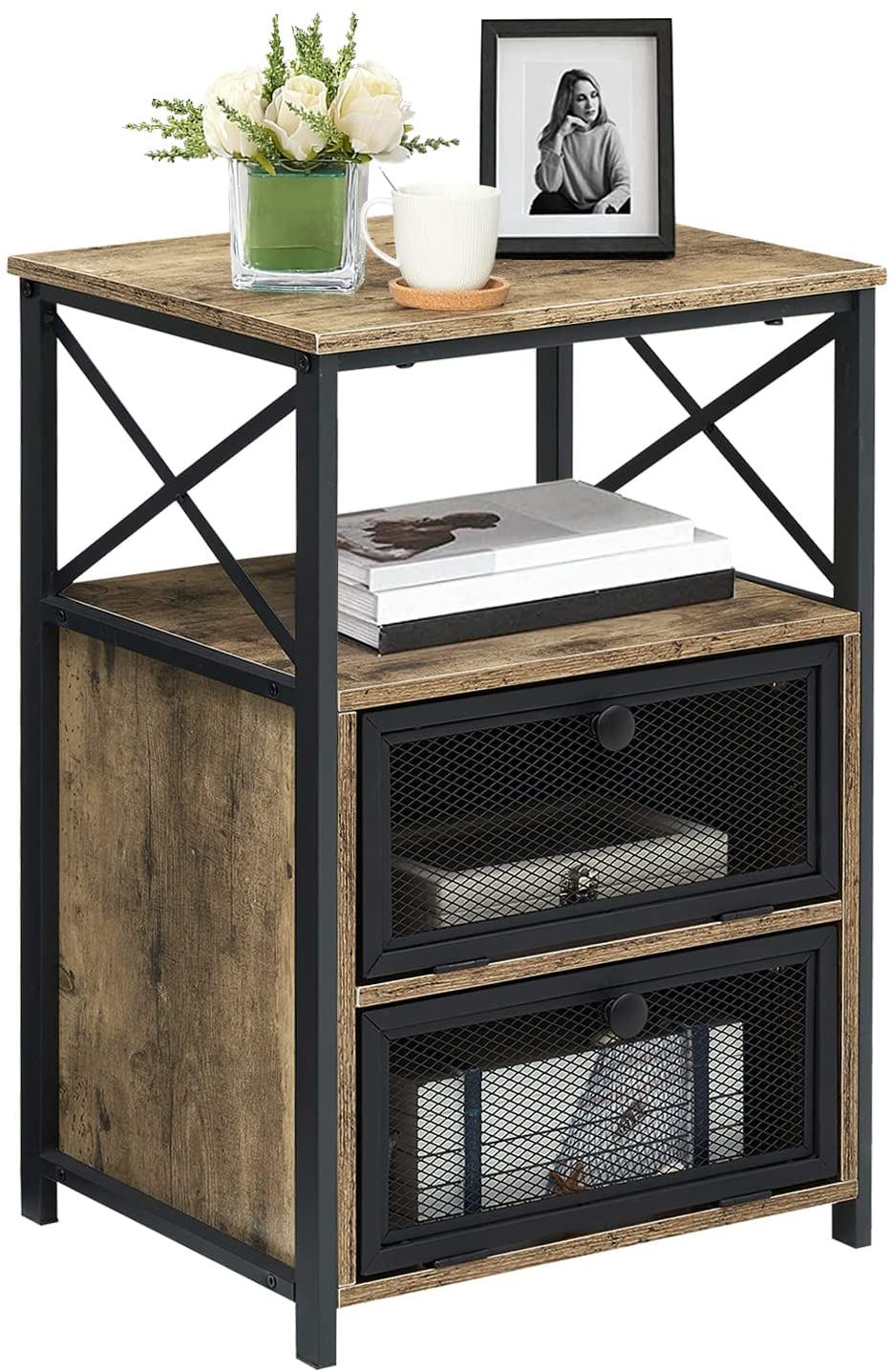 wood end table with big storage space