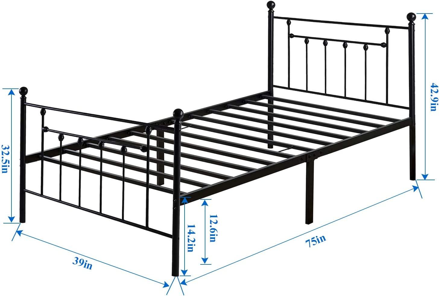 Modern Metal Platform Bed Frame Mattress Foundation with Headboard and Footboard