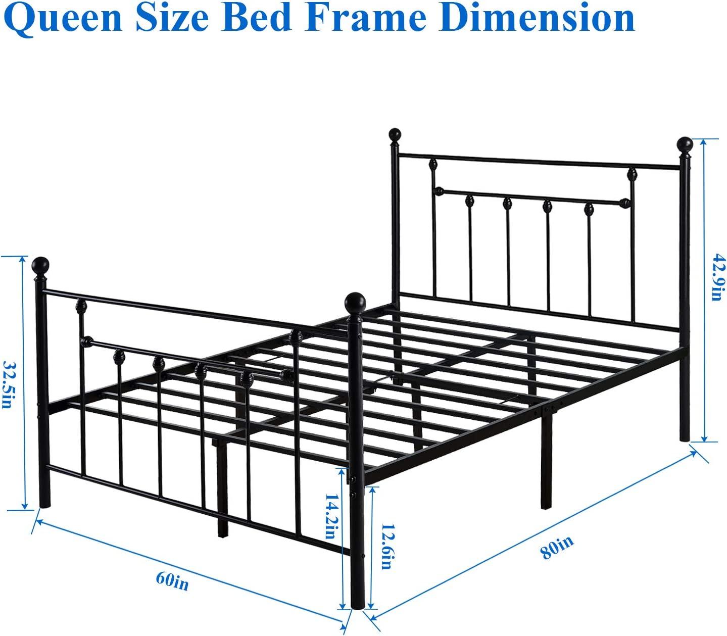 Modern Metal Platform Bed Frame Mattress Foundation with Headboard and Footboard