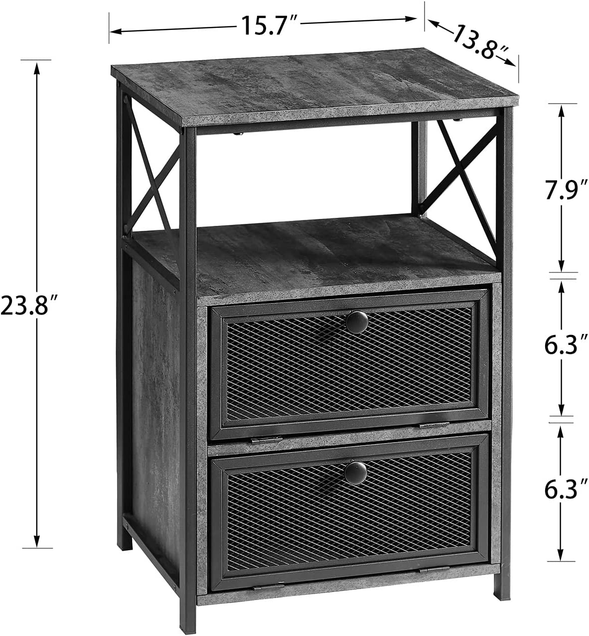 VECELO Modern Nightstand/End Side Table with Storage Space and Door wi