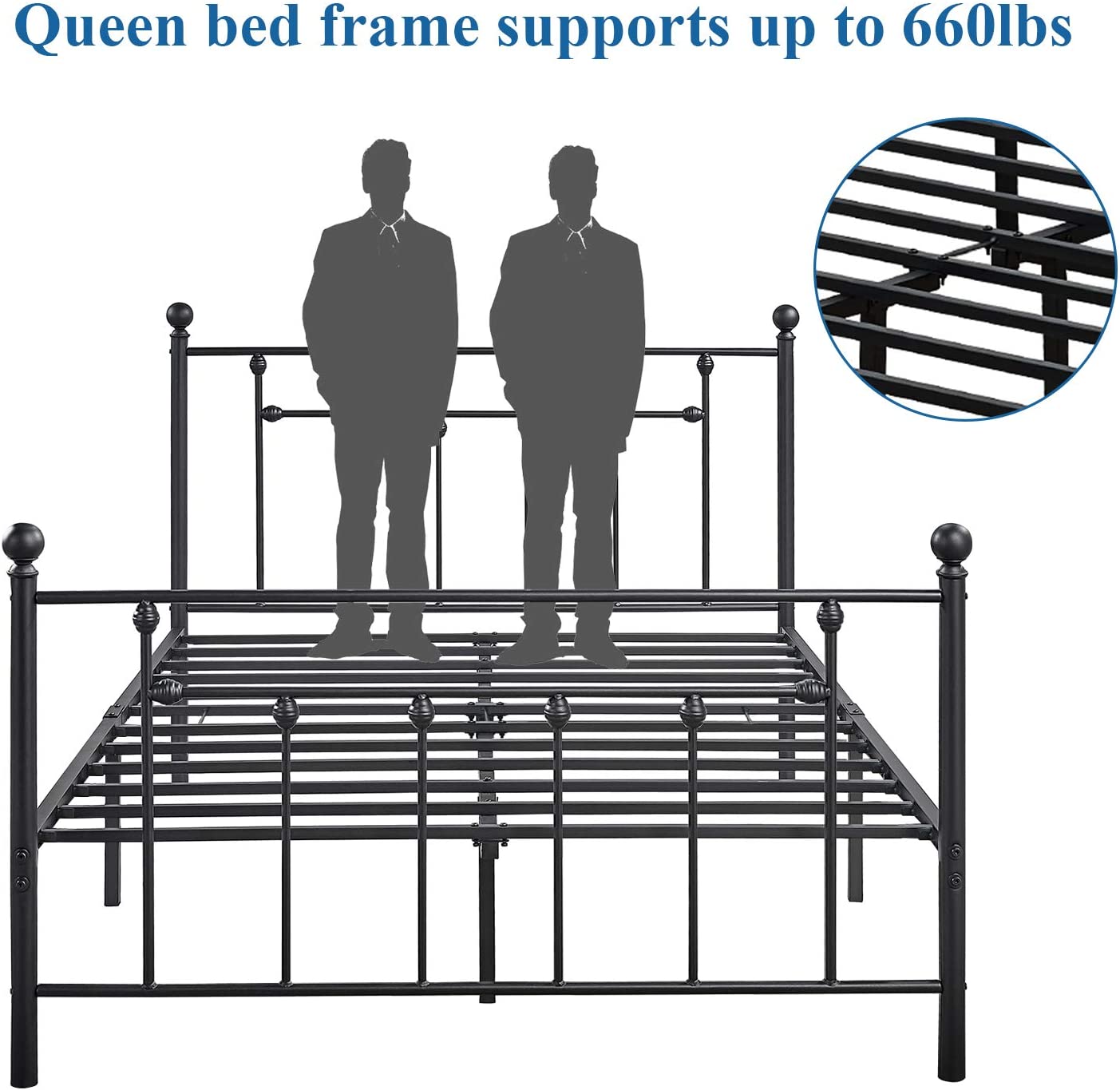 VECELO Modern Metal Platform Bed Frame Mattress Foundation with Headboard and Footboard