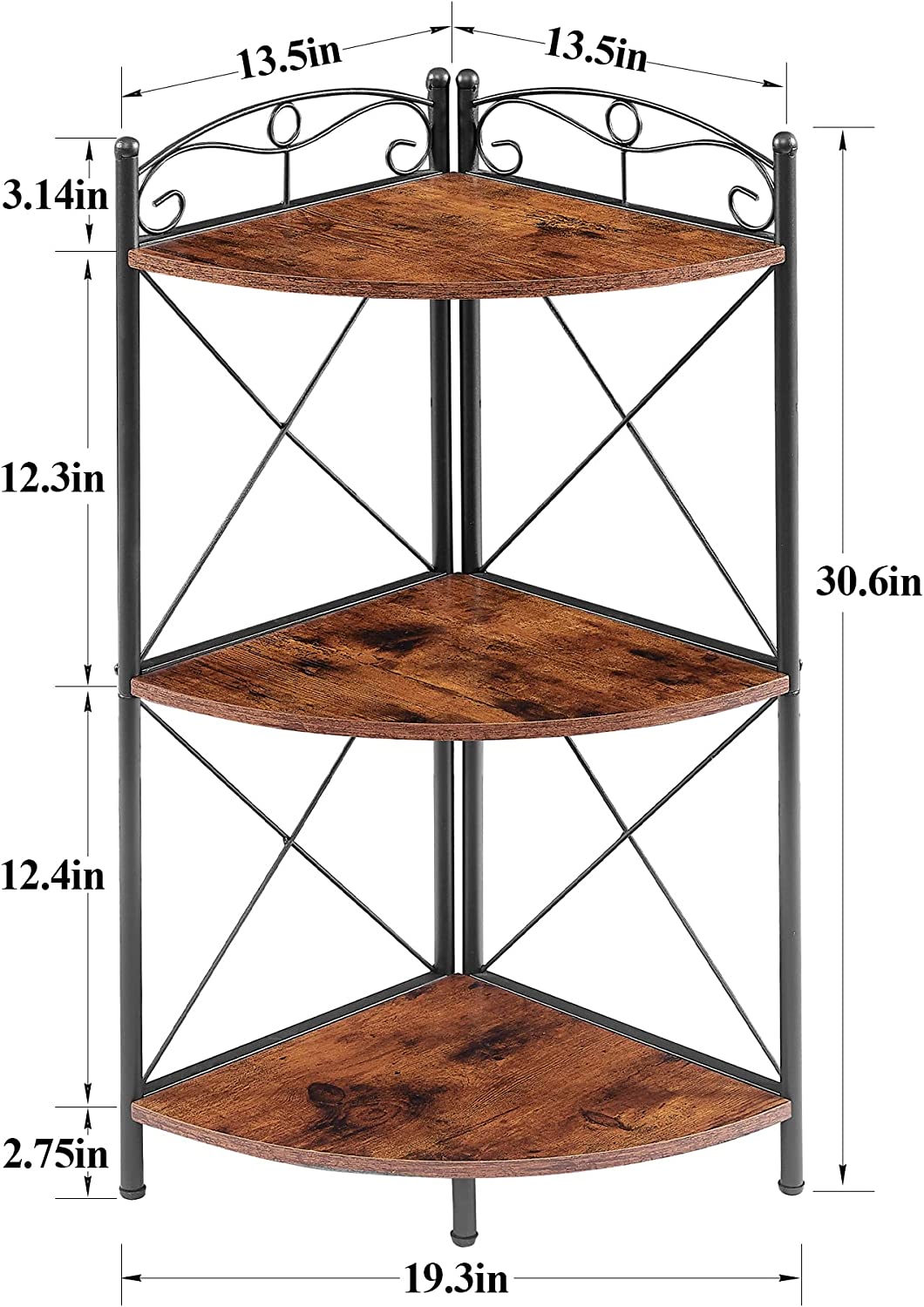 VECELO 3 Ties Corner Display Shelf Free-Standing Organizer - VECELO