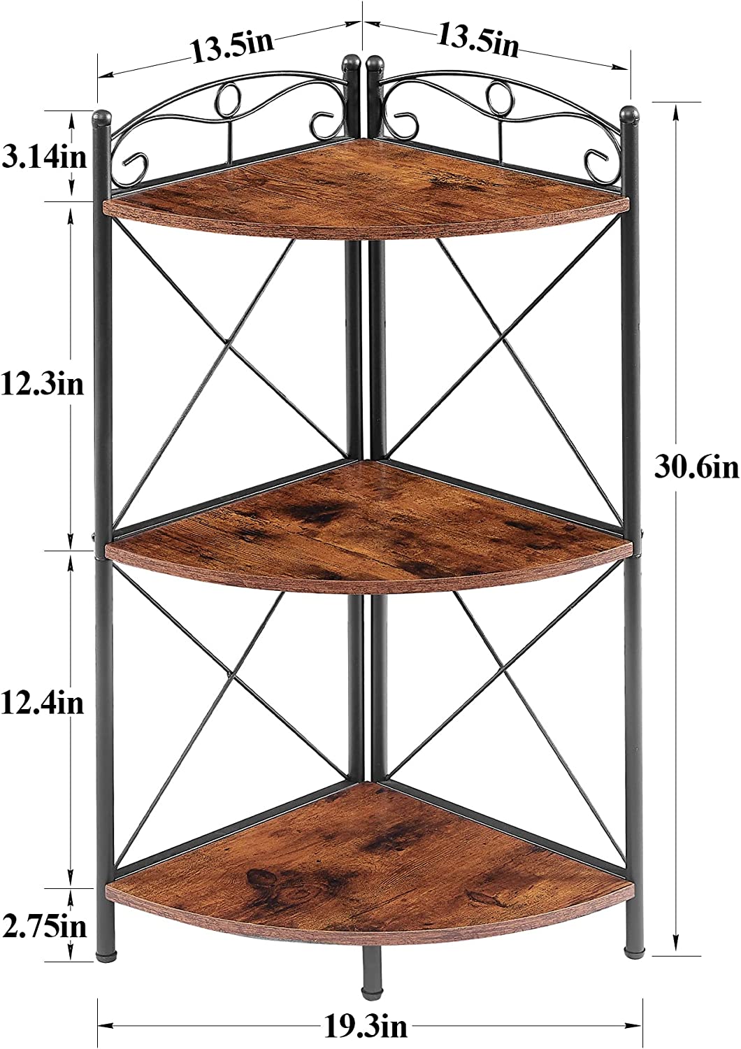 VECELO Corner Storage Cabinet with Wooden Shelves Free-Standing Organi