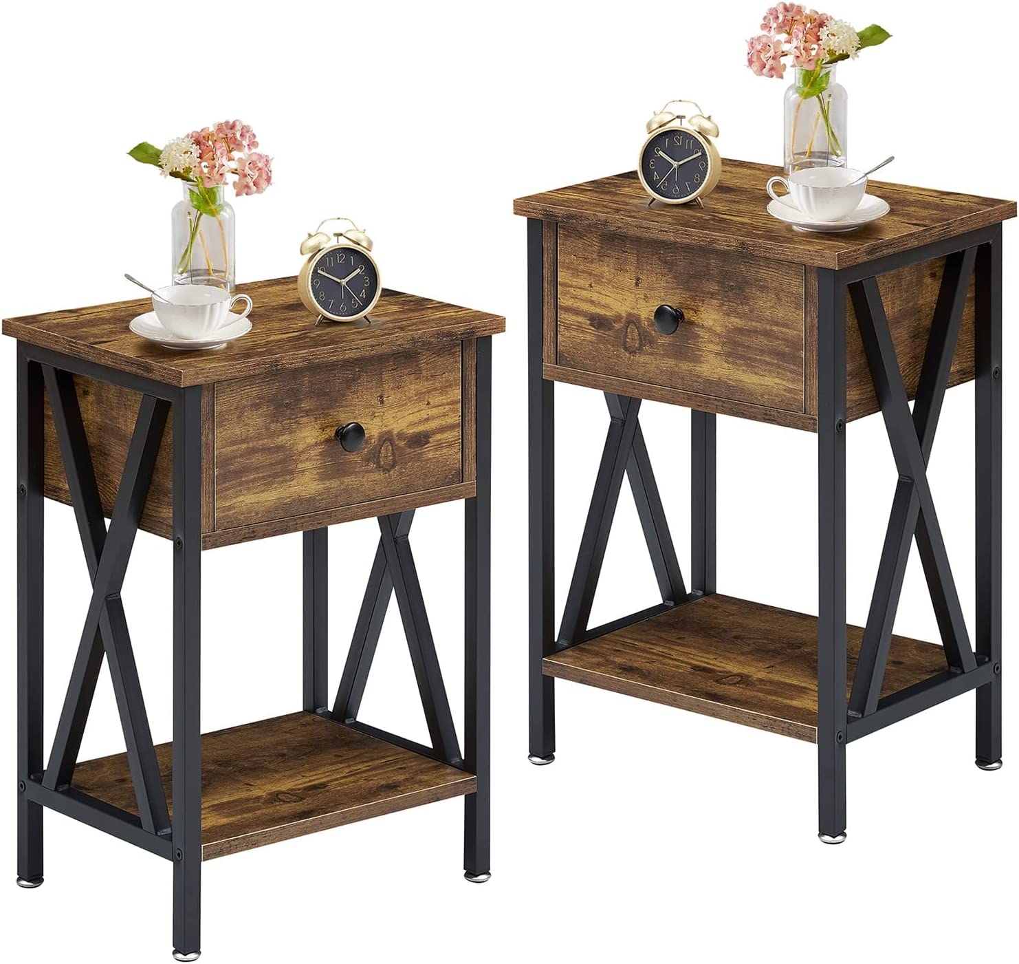  MKYOKO Bedside Tables, Night Stand, End Table with Storage  Drawers for Bedroom and Living Room, Rustic Wood Grain Print (Color : B) :  Home & Kitchen