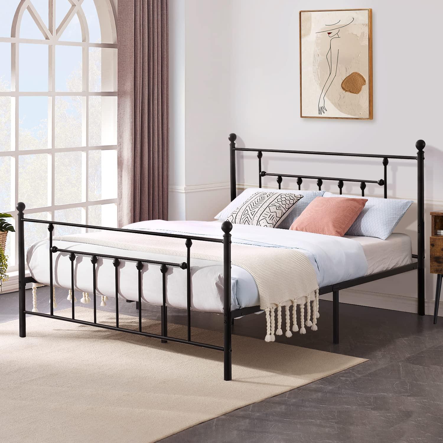 Modern Metal Platform Bed Frame Mattress Foundation with Headboard and Footboard