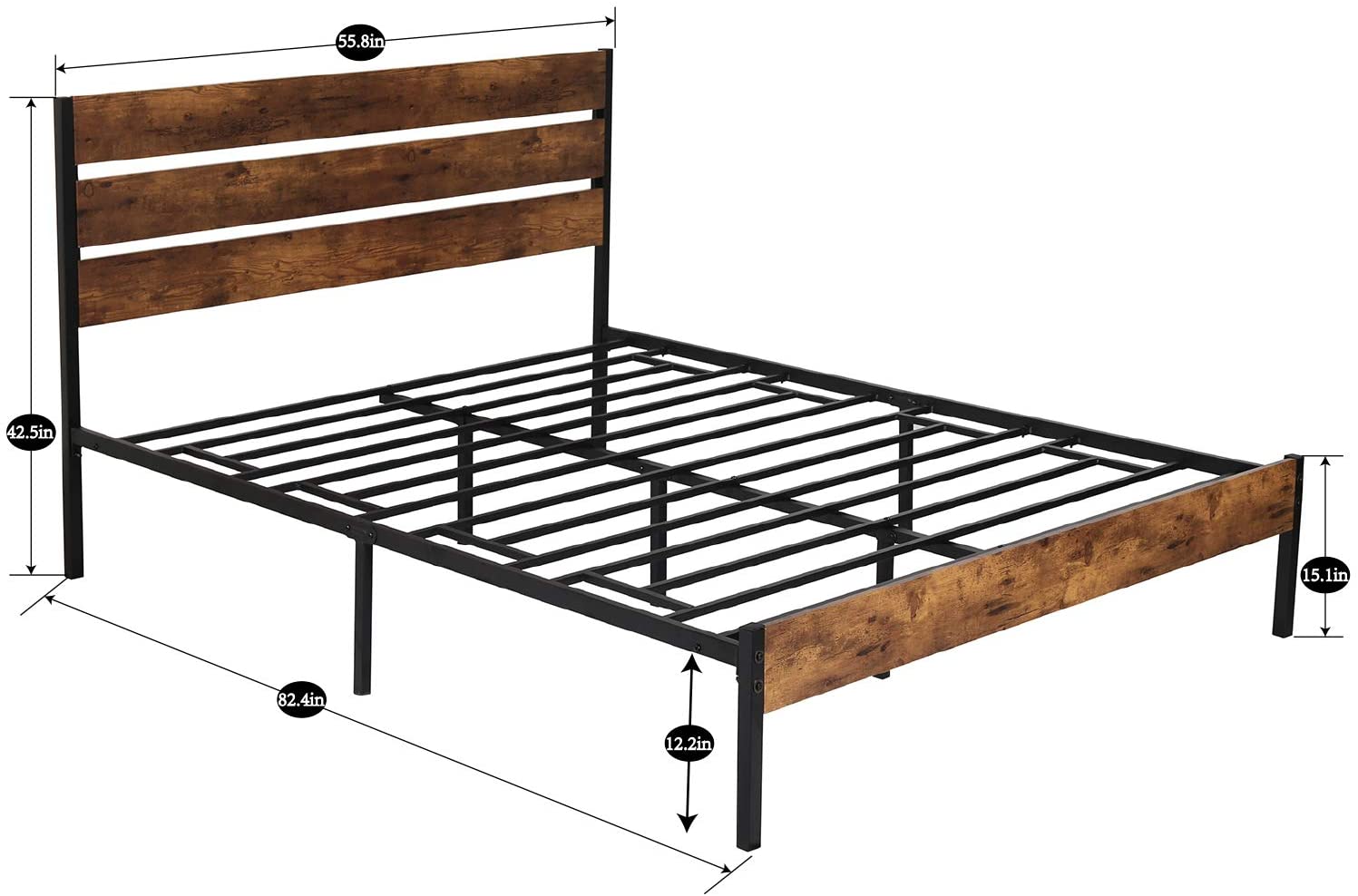 Platform Bed Frame with Wood Headboard VECELO