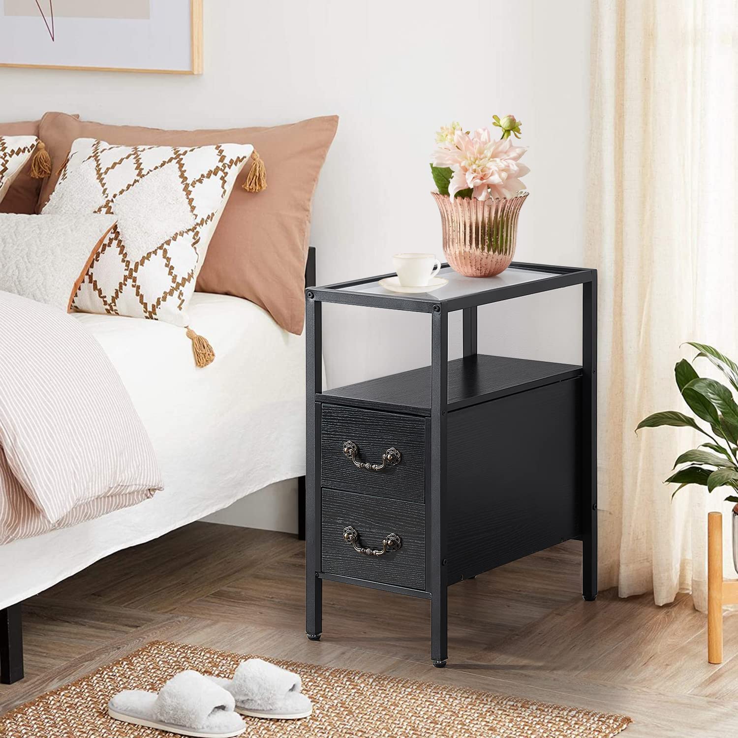 End Side Tables Narrow Nightstands