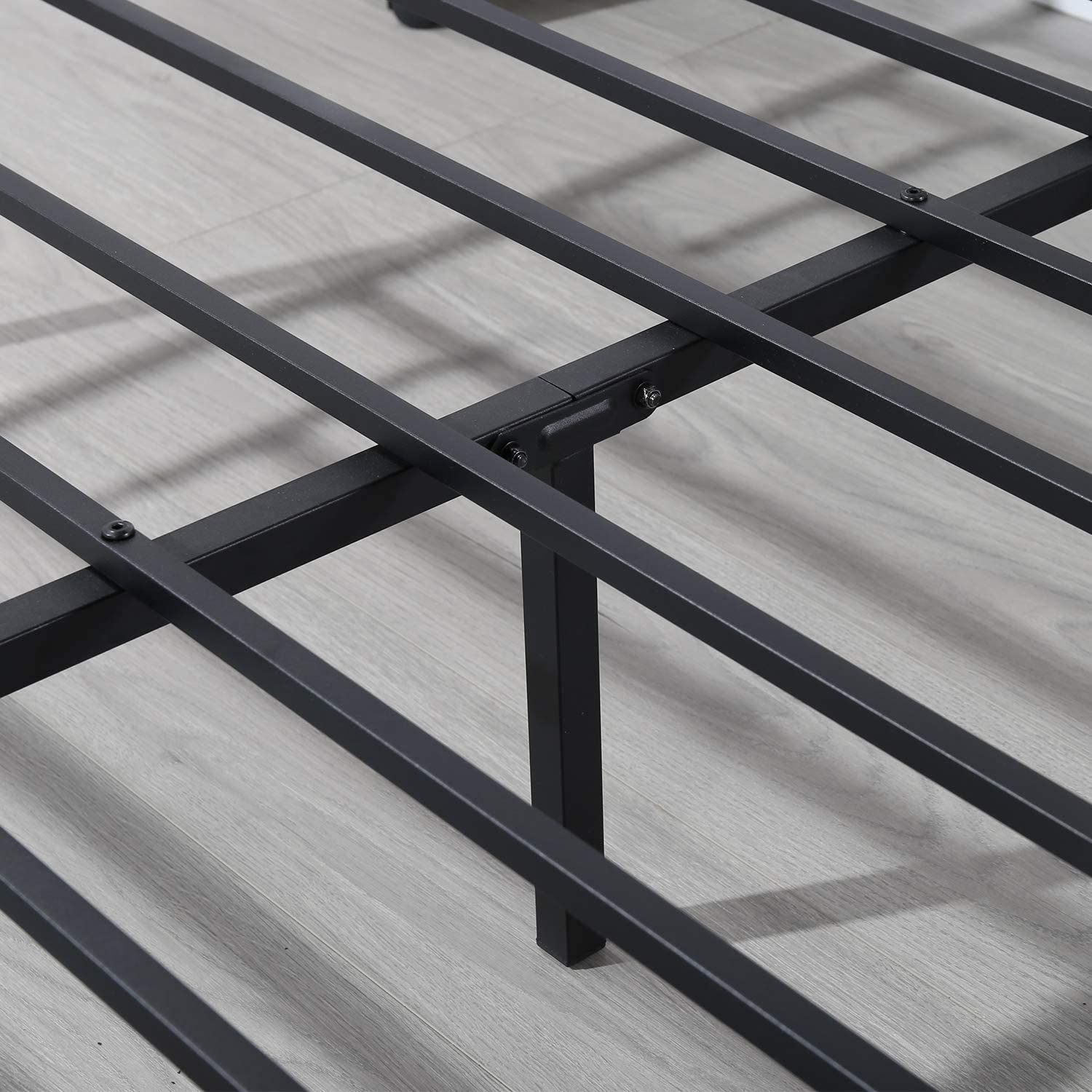 VECELO Platform Bed Frame with Wood Headboard No Box Spring Needed Heavy Duty Steel Slat