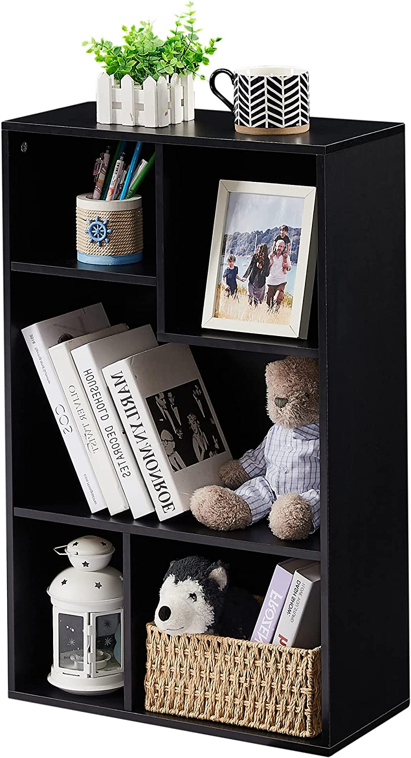 VECELO Modern 3-Tier Small Bookcase, 4 Cube/5 Cube Bookshelf/Storage Organizer for Living Room,Bedroom,Home Office