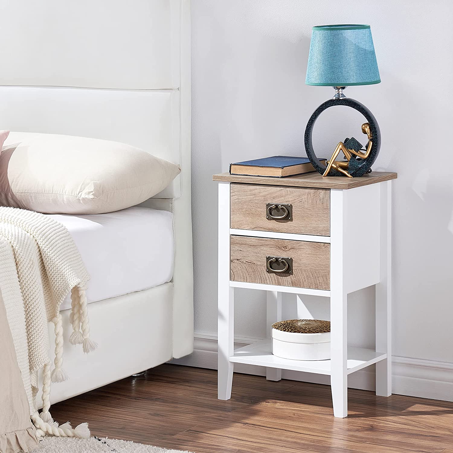 VECELO Modern Nightstands Set of 2, Side End Table with Drawers