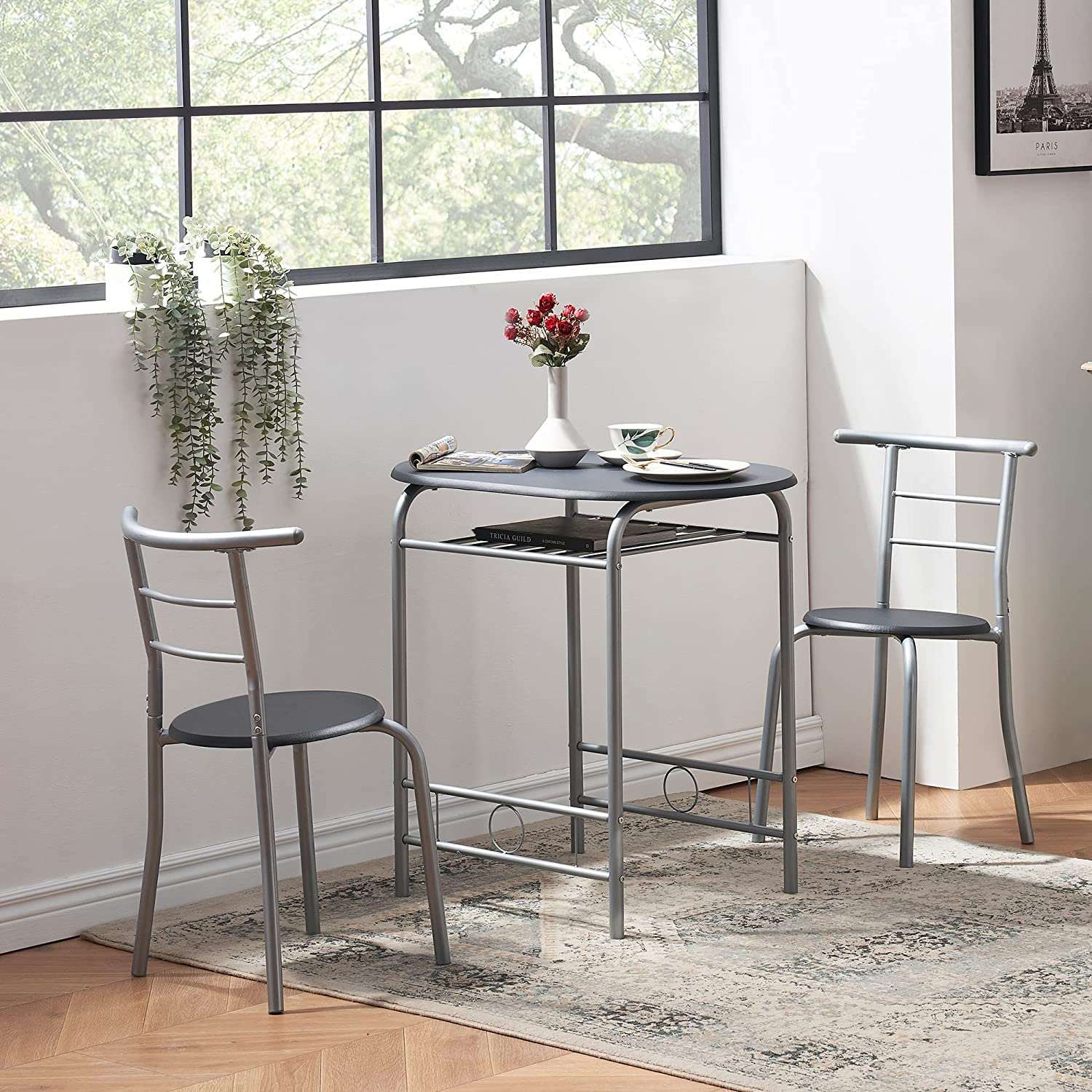 3-Piece Bar Table Set/Round Tabletop & Chair