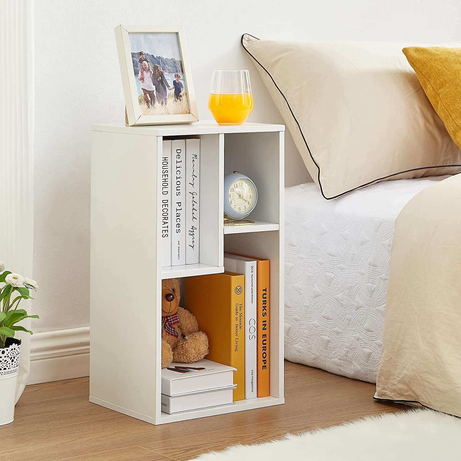 VECELO 3-Cube Open Bookcase, Small Bookshelf with Height Difference Shelves 2-Tier Storage Organizer for Home Office, Living Room