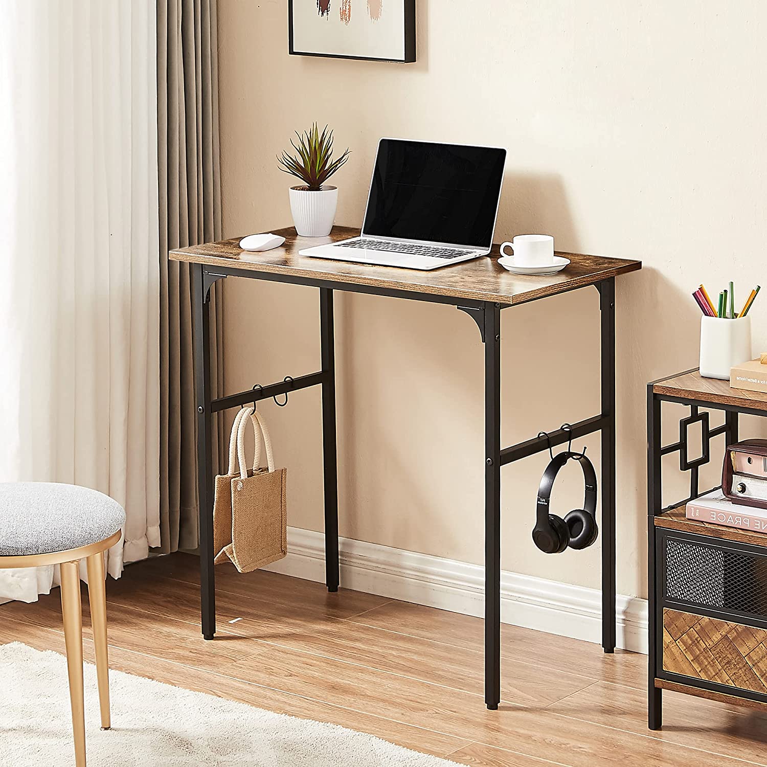 VECELO Industrial Simple Style Wood Table & Metal Frame Home Office Computer Desk