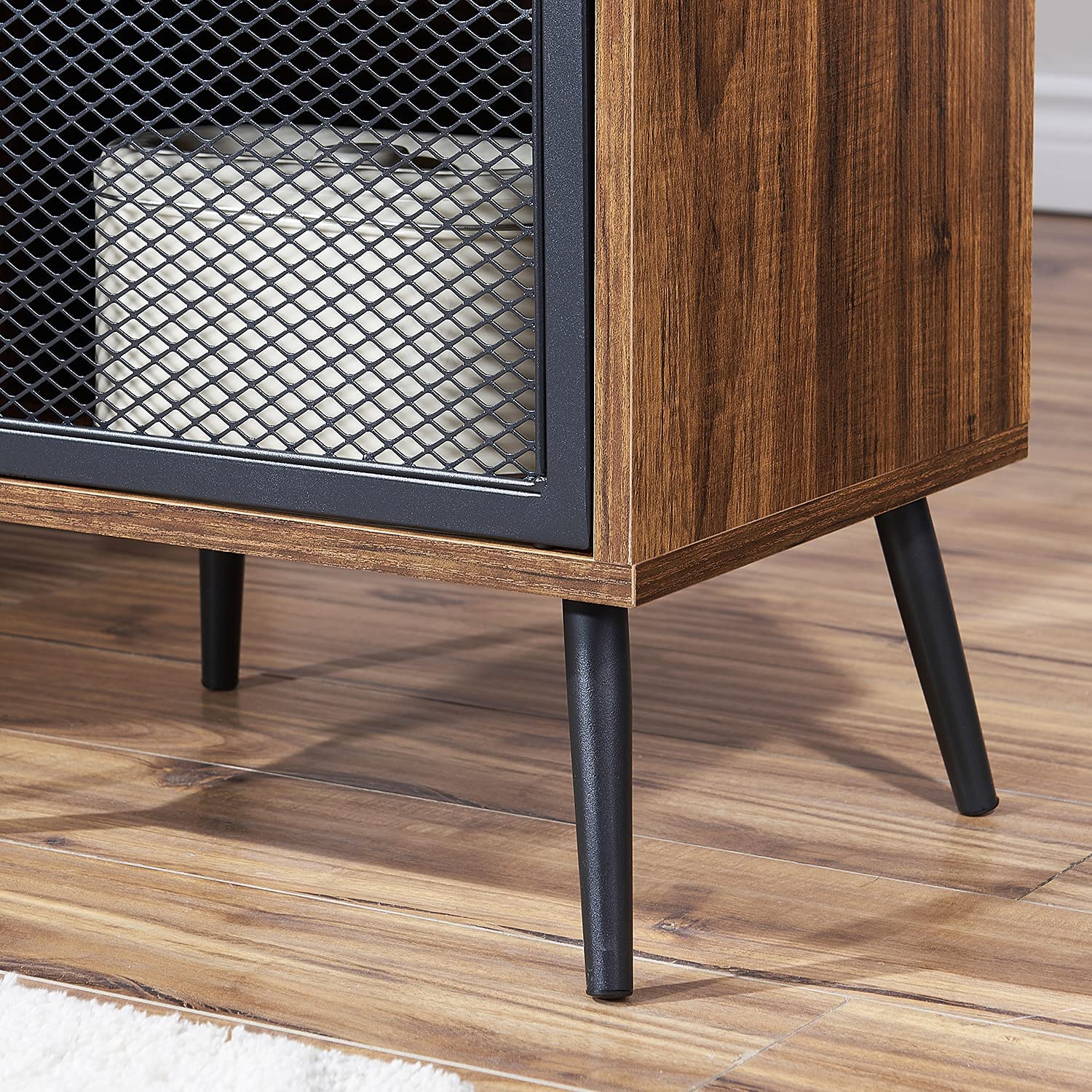 Nightstand with Storage Cabinet Industrial Bedside End Table 