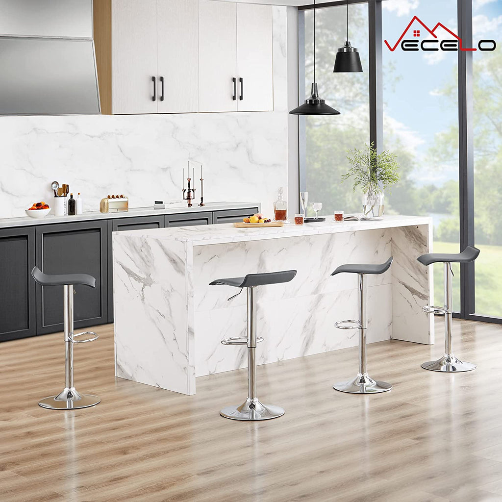 VECELO Counter Height Bar Stools Set of 2, Adjustable Barstools, Swive