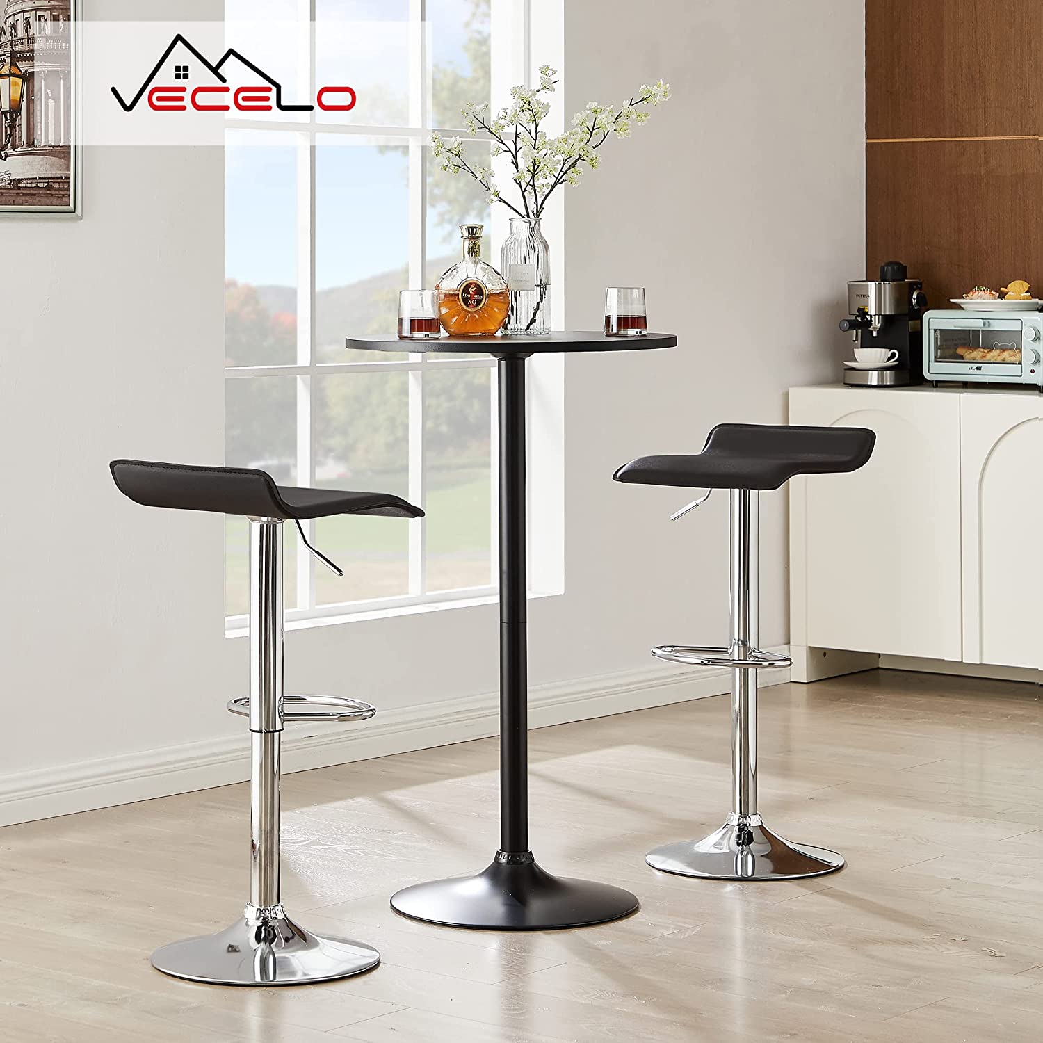 VECELO Counter Height Bar Stools Set of 2, Adjustable Barstools