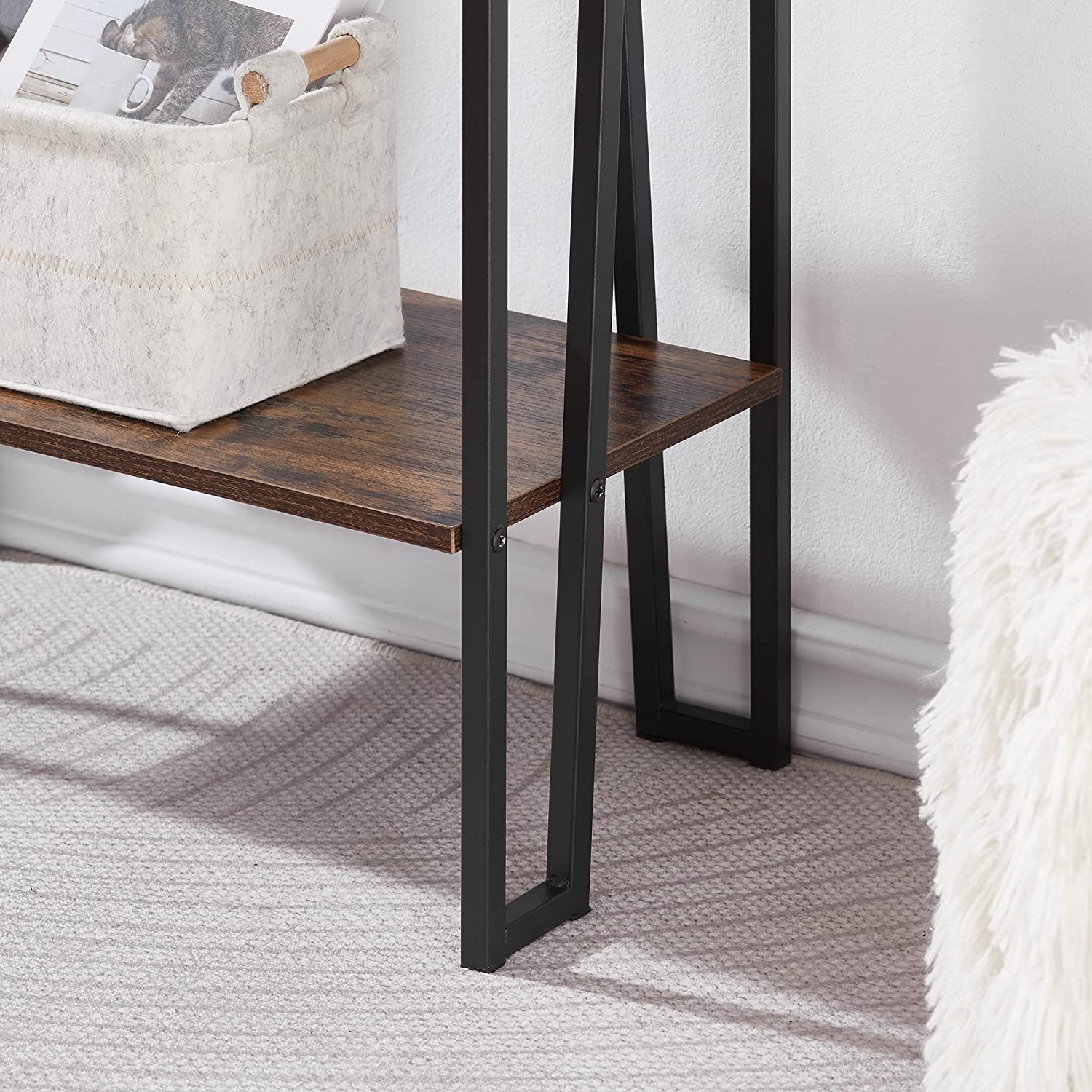 VECELO Couch Side & Console Table with 2 Outlets & 2 USB Ports
