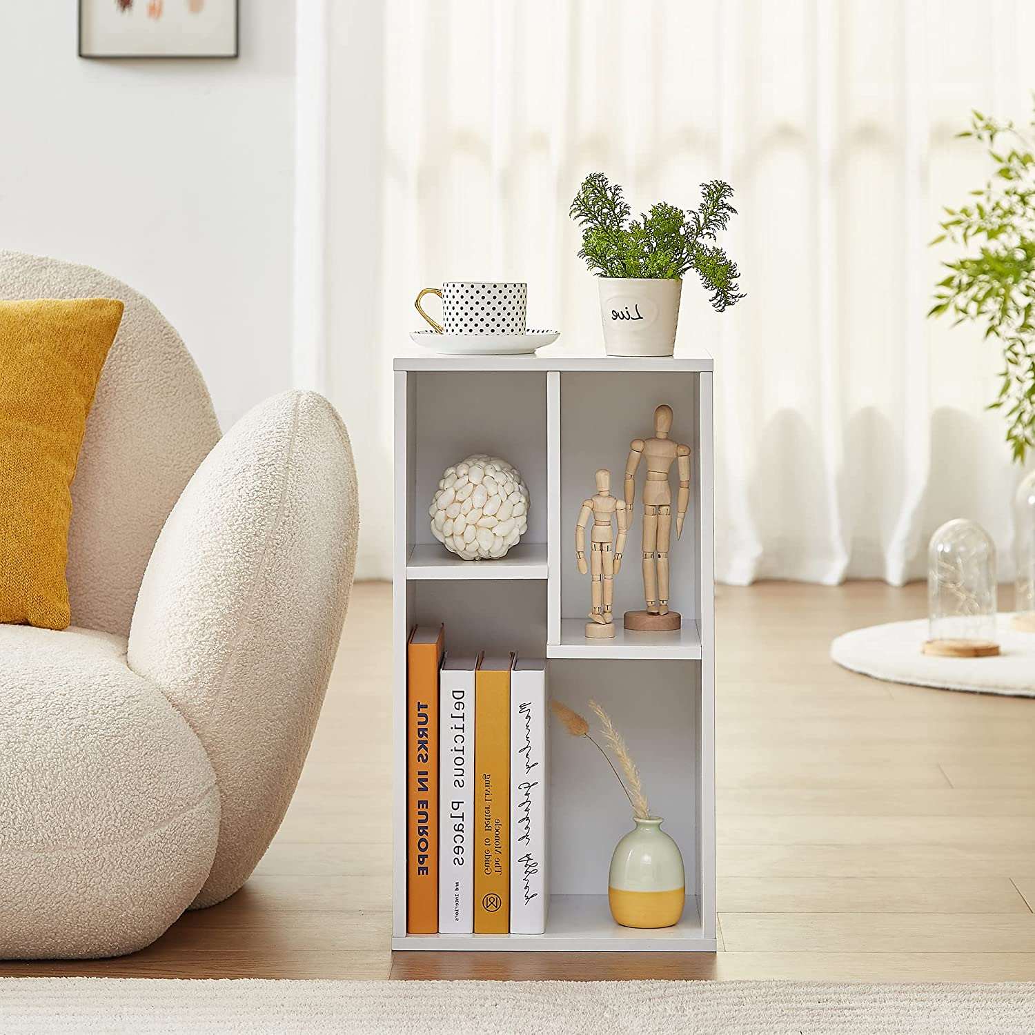 VECELO 3-Cube Open Bookcase, Small Bookshelf with Height Difference Shelves 2-Tier Storage Organizer for Home Office, Living Room
