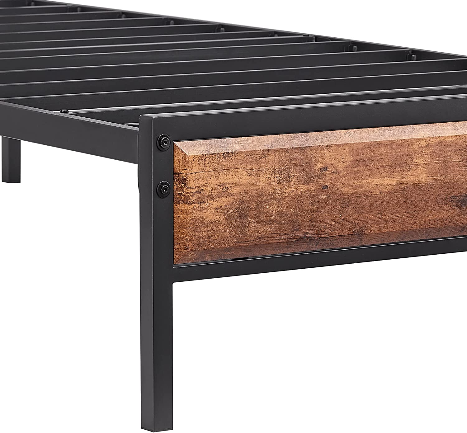 VECELO Metal Bed Frame Platform with Wooden Headboard&Footboard Mattress Foundation