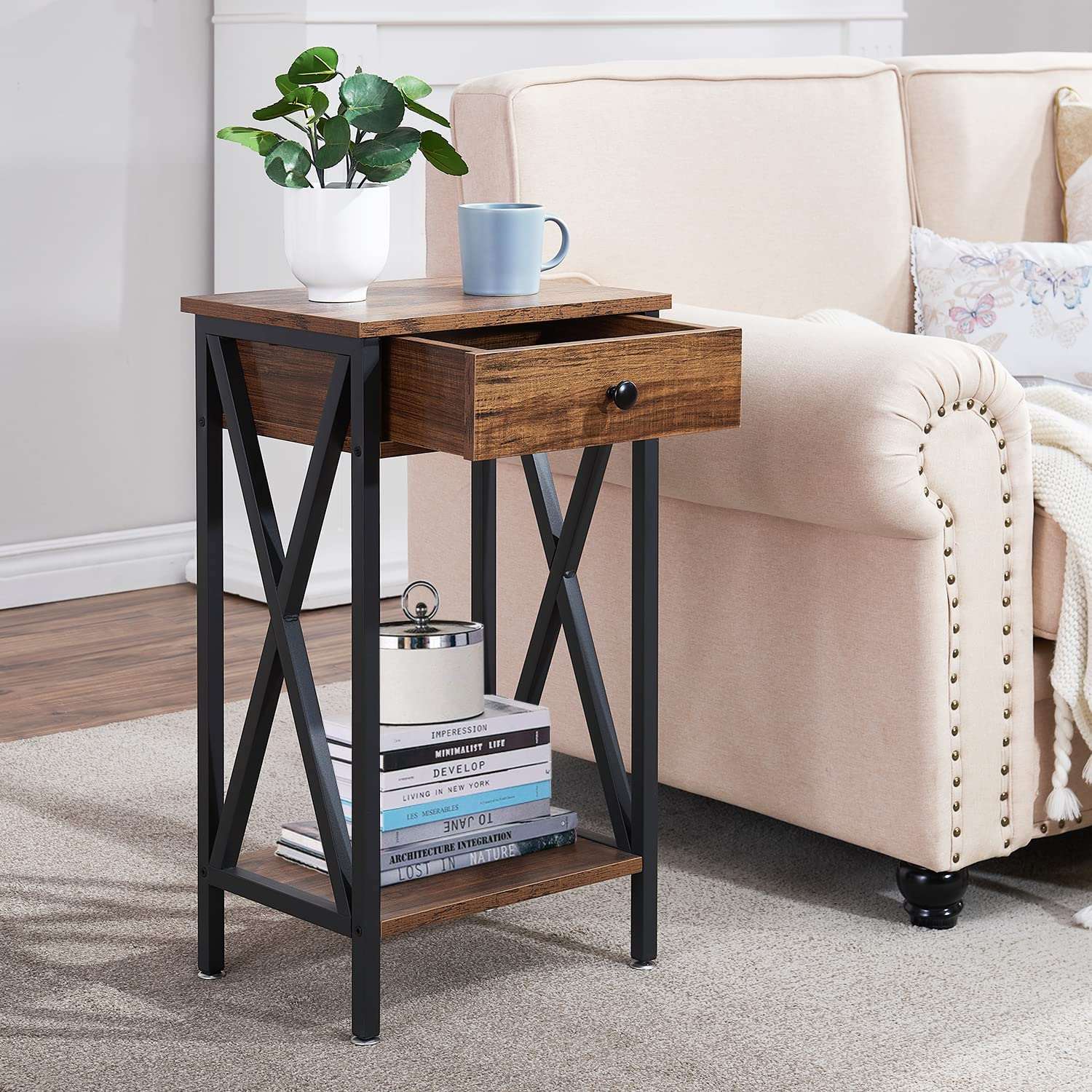 VECELO 27.6‘’ Tall Nightstand End Side Table, 1 pack/2 packs - VECELO
