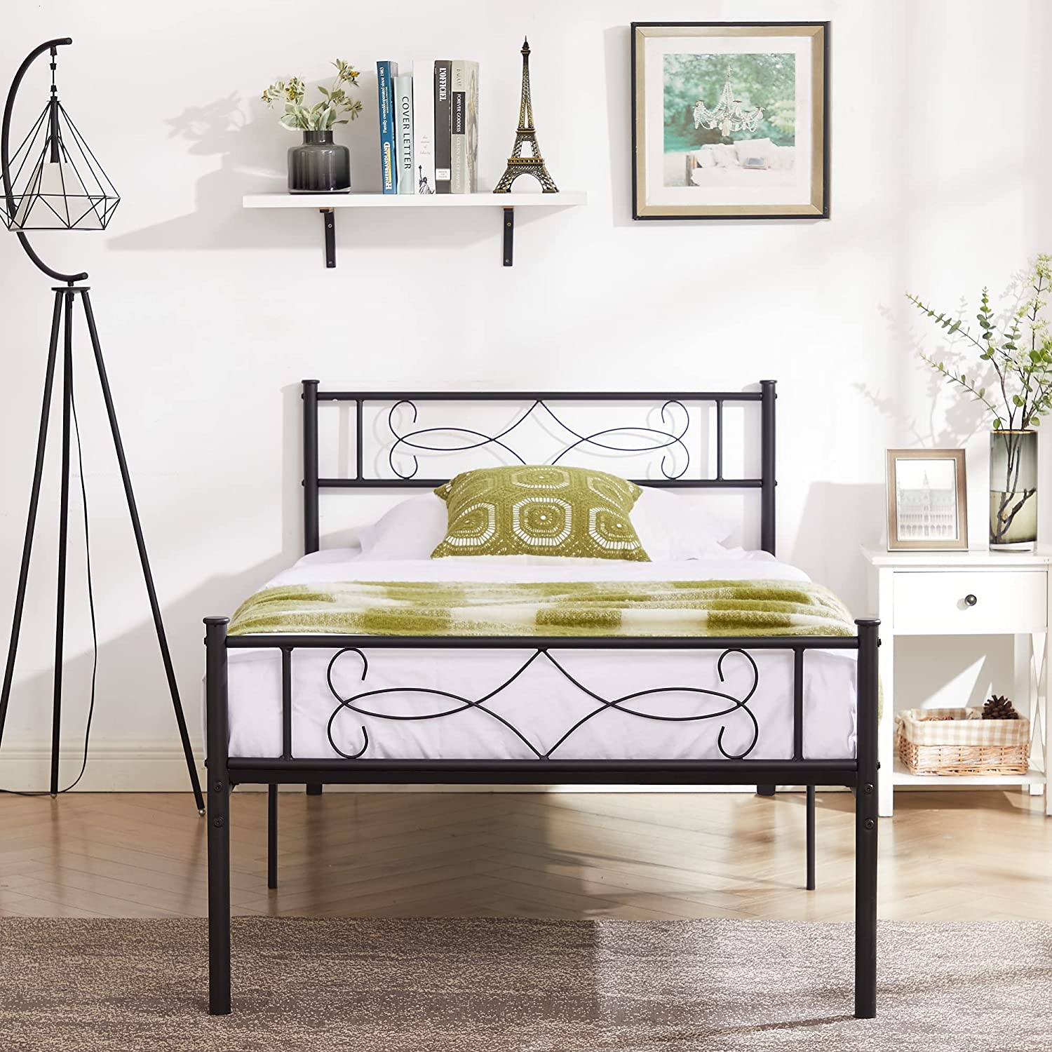 VECELO Metal Platform Bed Frame with Headboard & Footboard Premium Steel Slat Support Noise-Free