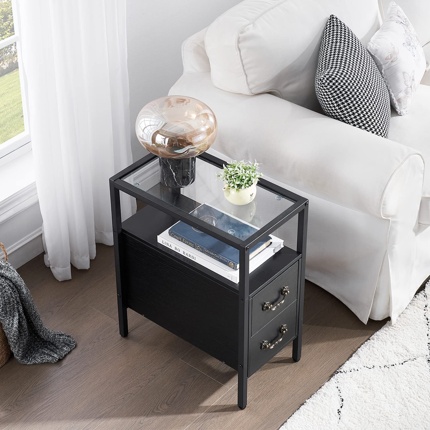 End Side Tables Narrow Nightstands